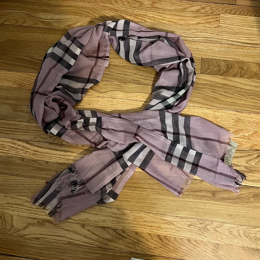 Burberry Lightweight Check Wool Silk Scarf